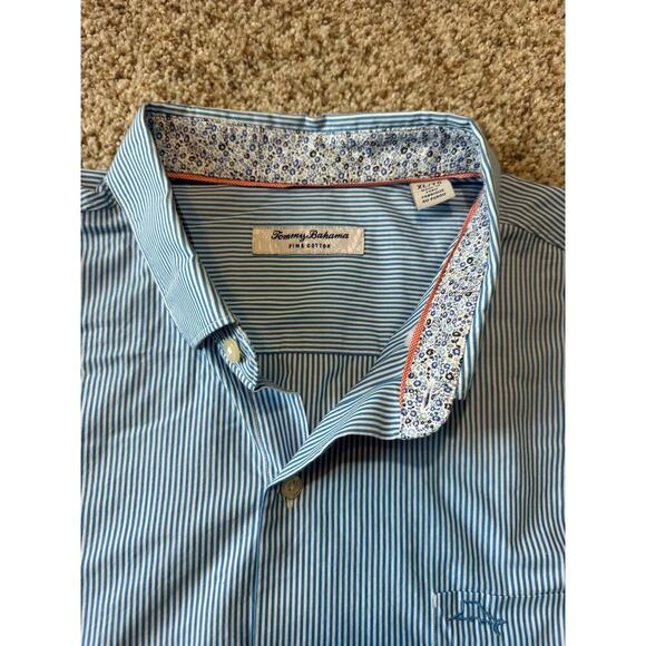 Tommy Bahama Long Sleeve button up; Fading blue pin stripes size XL, PIMA Cotton - Picture 8 of 12
